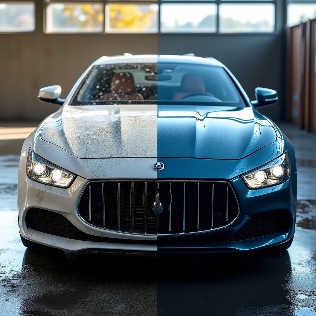 Vorher-Nachher Vergleich einer Autoreinigung