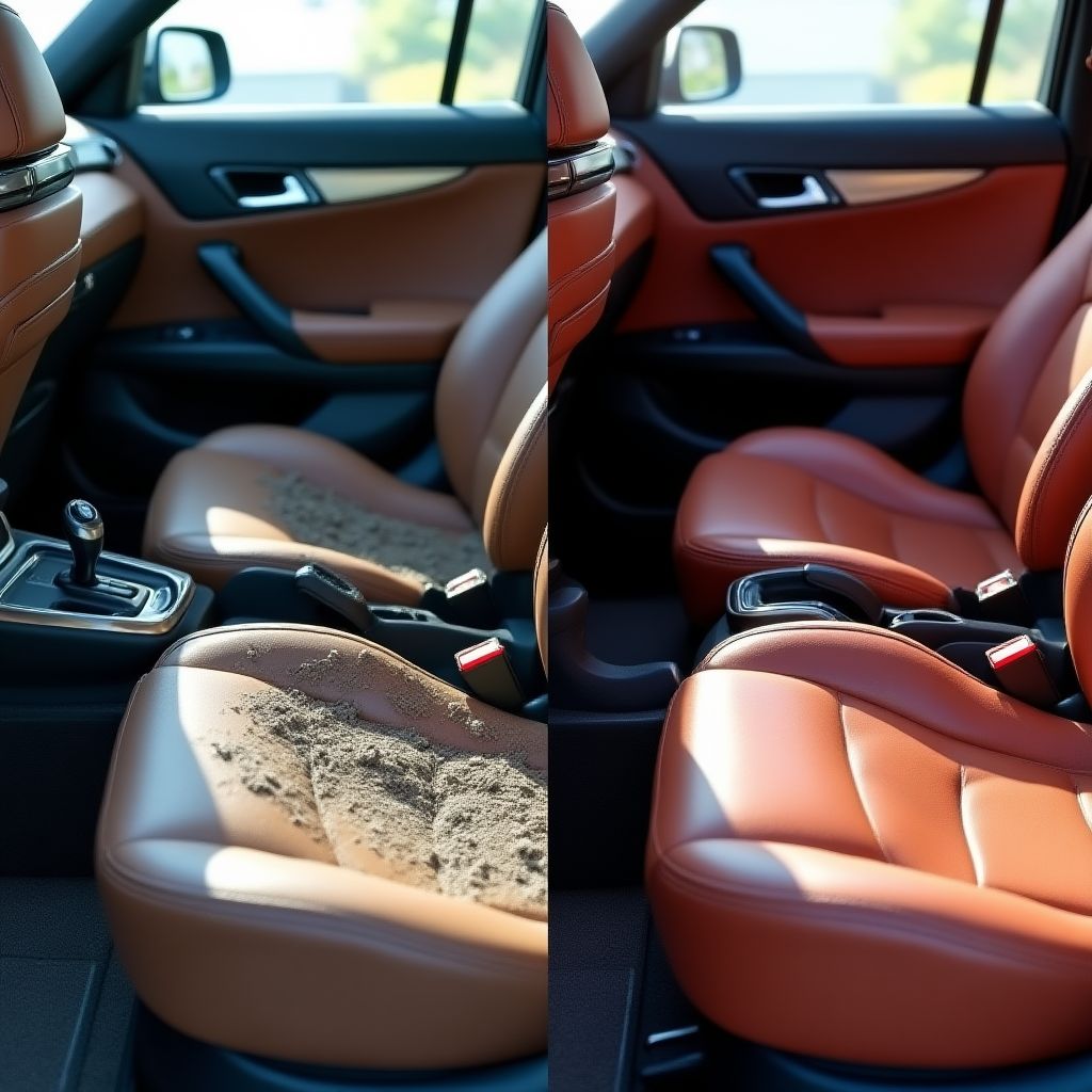 Innenreinigung eines Fahrzeugs Vorher-Nachher