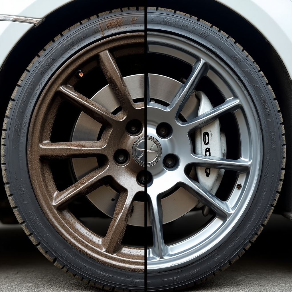 Felgenreinigung Vorher-Nachher