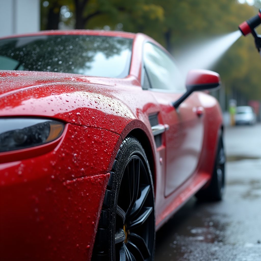 Außenreinigung eines Sportwagens